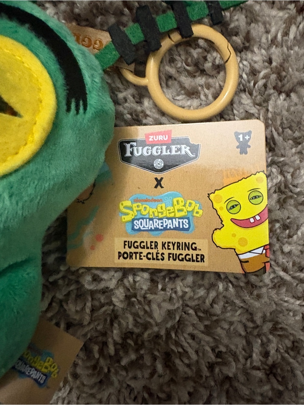 Fuggler x Spongebob Green One-Eyed Monster Plush Keychain - Picture 3 of 7